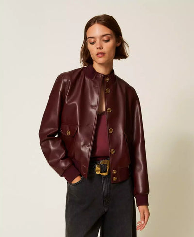 Twinset Giacca effetto pelle con bottoni Capispalla Donna - Boutique Luisa Trendy