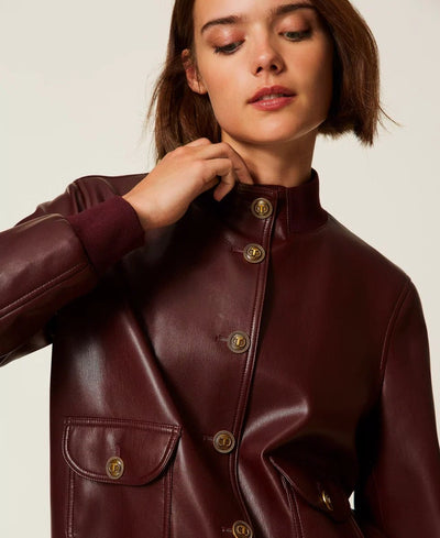 Twinset Giacca effetto pelle con bottoni Capispalla Donna - Boutique Luisa Trendy