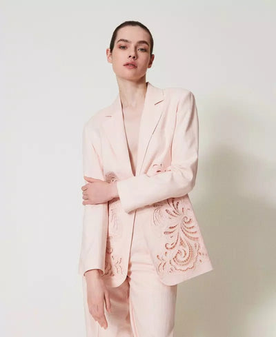 Twinset Giacca in misto lino con ricamo Capispalla Donna - Boutique Luisa Trendy