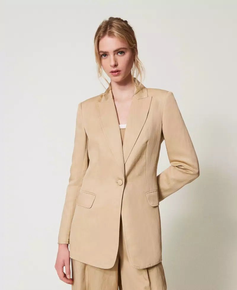 Twinset Giacca monopetto in misto lino Capispalla Donna - Boutique Luisa Trendy