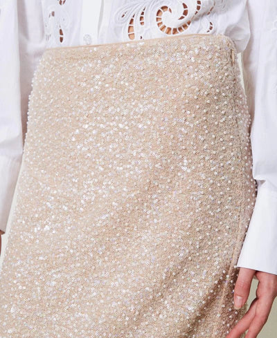 Twinset Gonna longuette con paillettes e perle Gonna - Boutique Luisa Trendy