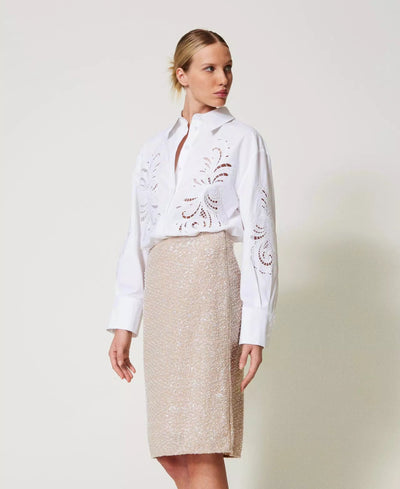 Twinset Gonna longuette con paillettes e perle Gonna - Boutique Luisa Trendy