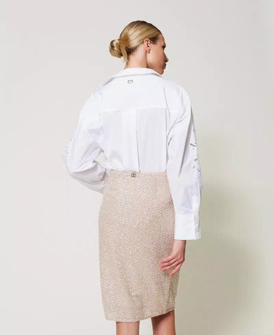 Twinset Gonna longuette con paillettes e perle Gonna - Boutique Luisa Trendy