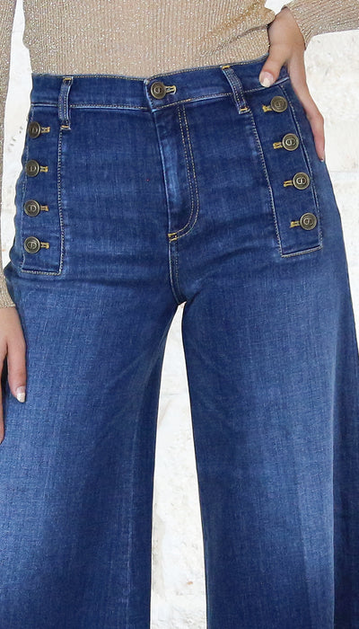 Twinset Milano Jeans cropped con bottoni décor