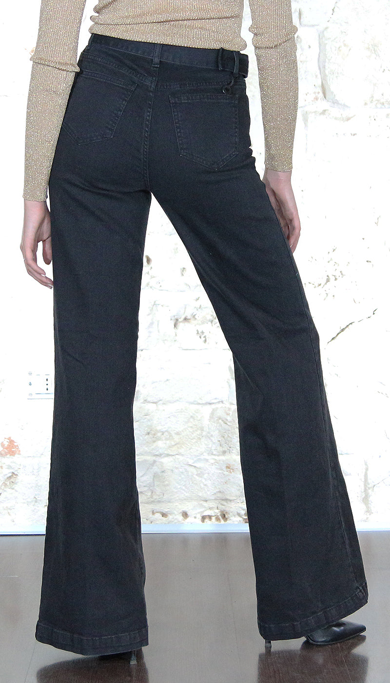 Twinset Milano Jeans nero wide leg con cintura