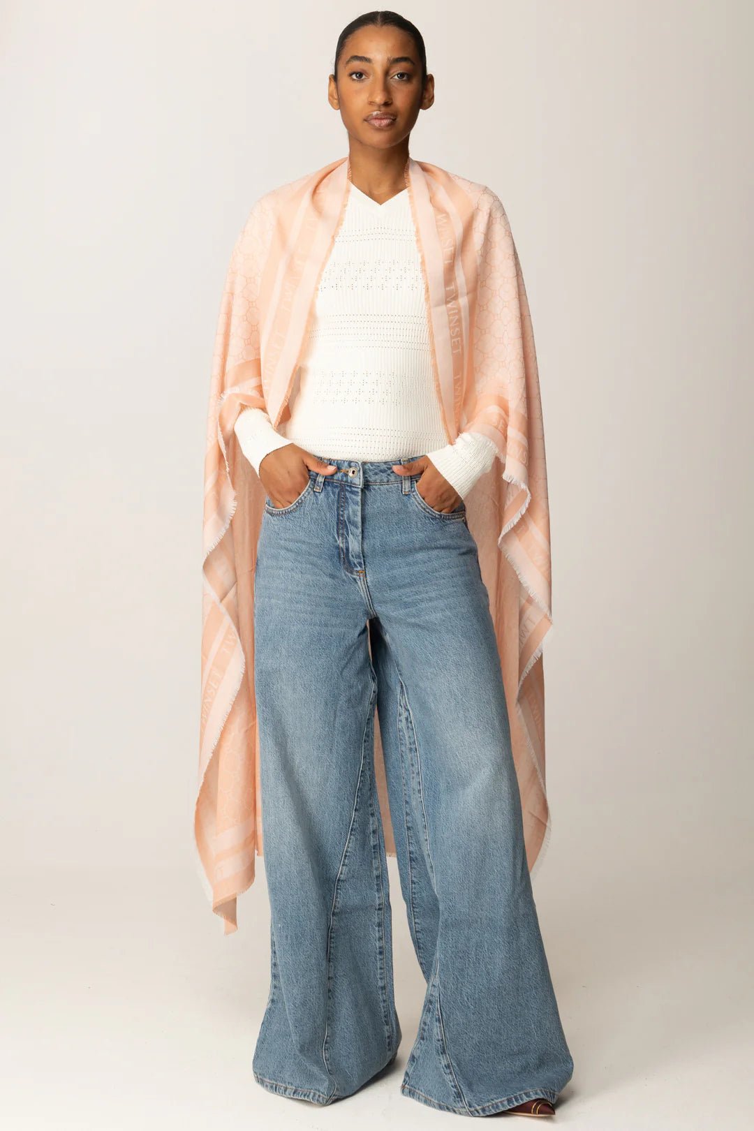 Twinset kefia in viscosa jacquard Oval T 252TA4230 sciarpe e foulard - Boutique Luisa Trendy