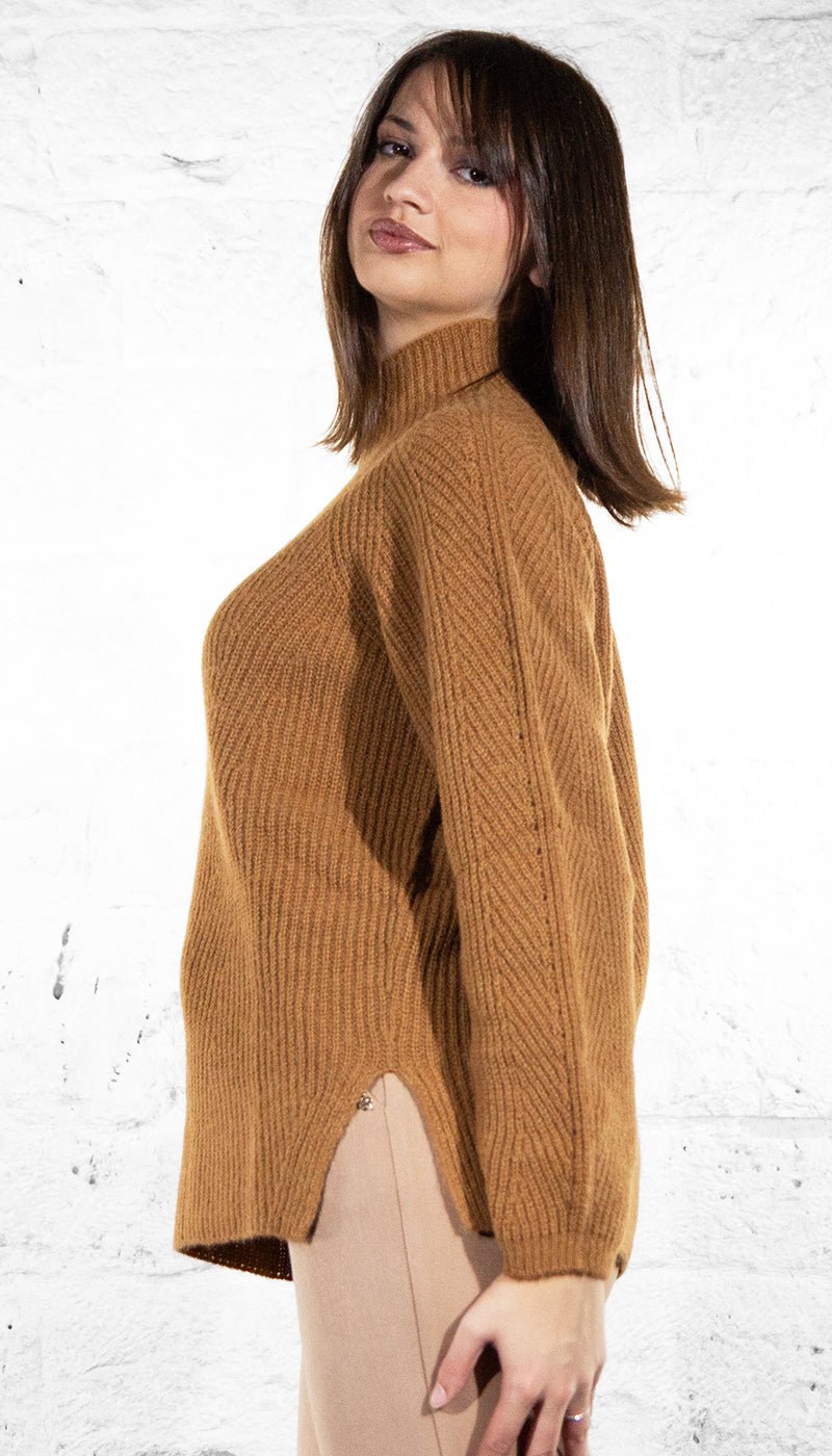 Twinset Maglia a Lupetto marrone in misto lana con Oval T Maglie e cardigan Donna - Boutique Luisa Trendy