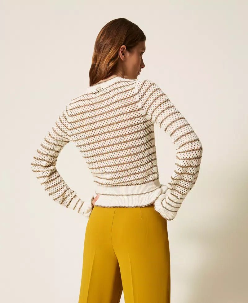 Twinset Maglia a rete con righe lurex Maglie e cardigan Donna - Boutique Luisa Trendy