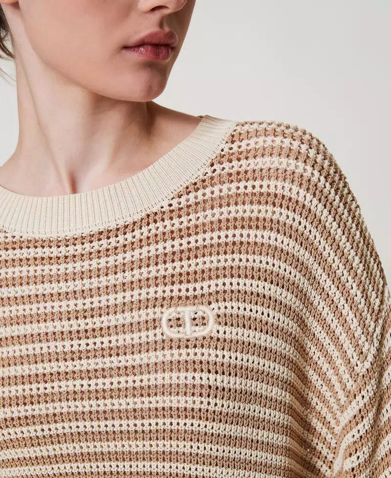 Twinset Maglia a righe con ricamo Oval T Maglie e cardigan Donna - Boutique Luisa Trendy