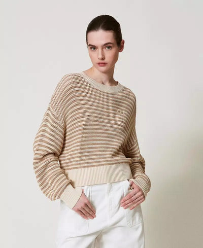Twinset Maglia a righe con ricamo Oval T Maglie e cardigan Donna - Boutique Luisa Trendy