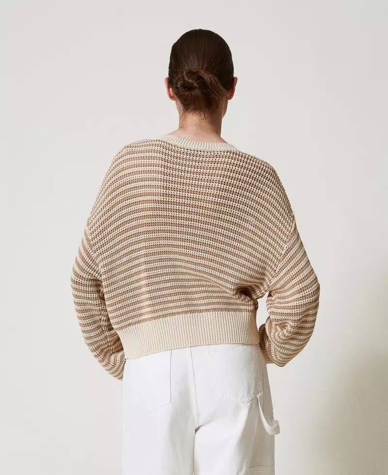 Twinset Maglia a righe con ricamo Oval T Maglie e cardigan Donna - Boutique Luisa Trendy