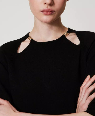 Twinset Maglia con cut - out e Oval T Maglie e cardigan Donna - Boutique Luisa Trendy