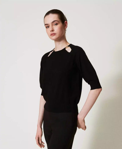 Twinset Maglia con cut - out e Oval T Maglie e cardigan Donna - Boutique Luisa Trendy