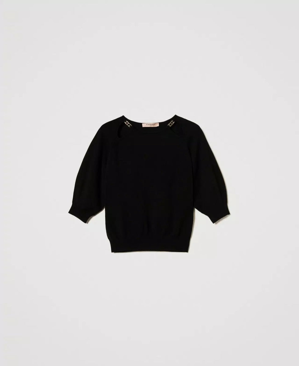 Twinset Maglia con cut - out e Oval T Maglie e cardigan Donna - Boutique Luisa Trendy