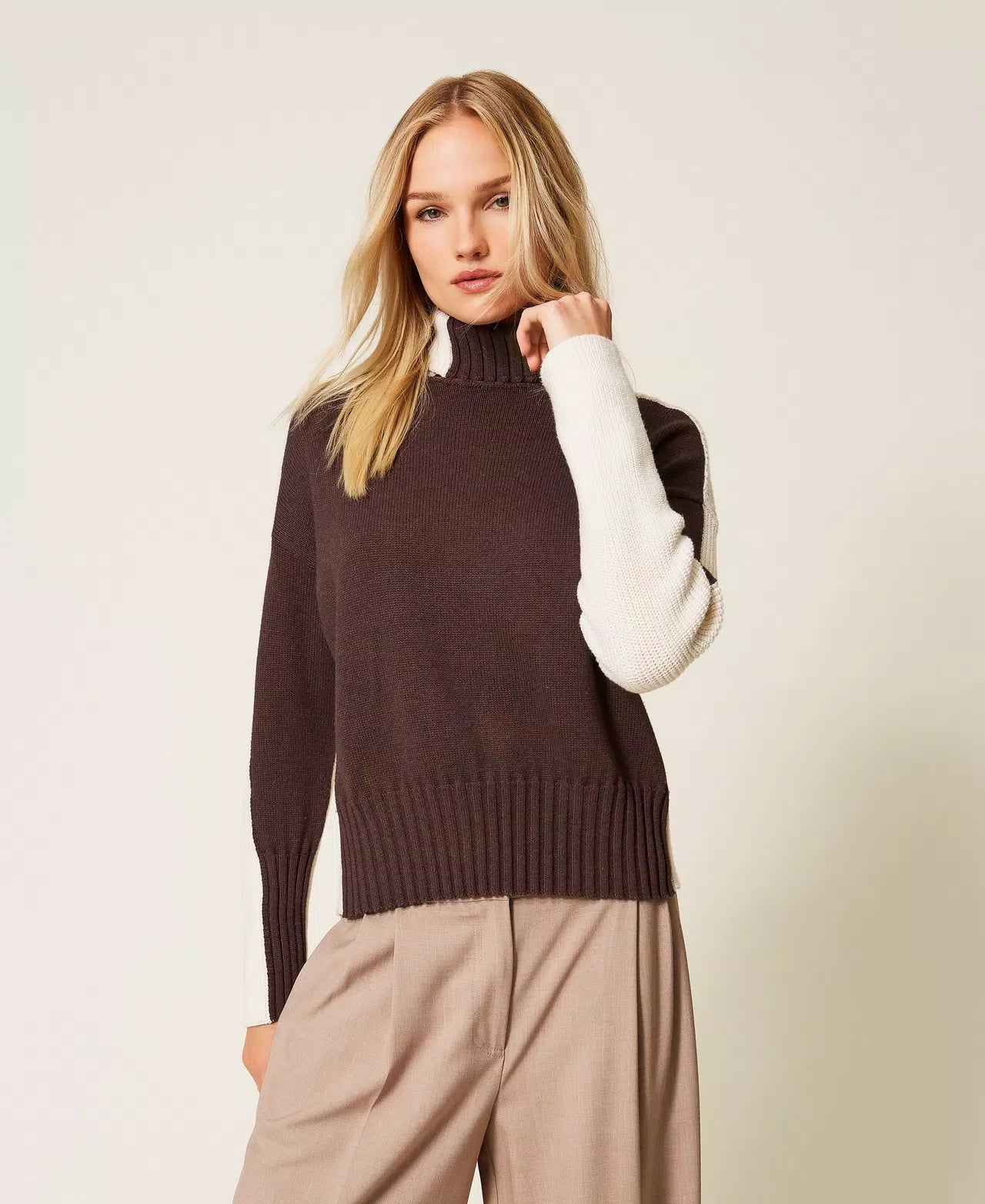 Twinset Maglia dolcevita in misto lana bicolor Maglie e cardigan Donna - Boutique Luisa Trendy