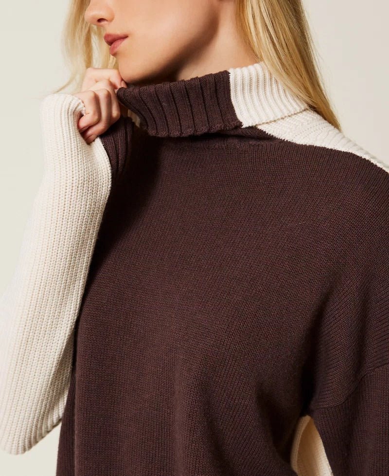 Twinset Maglia dolcevita in misto lana bicolor Maglie e cardigan Donna - Boutique Luisa Trendy