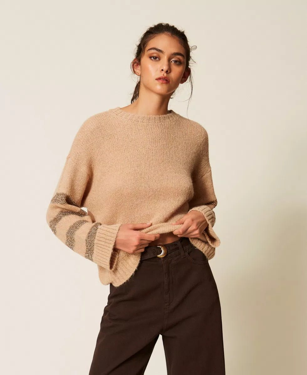 Twinset Maglia in misto alpaca con righe Maglie e cardigan Donna - Boutique Luisa Trendy