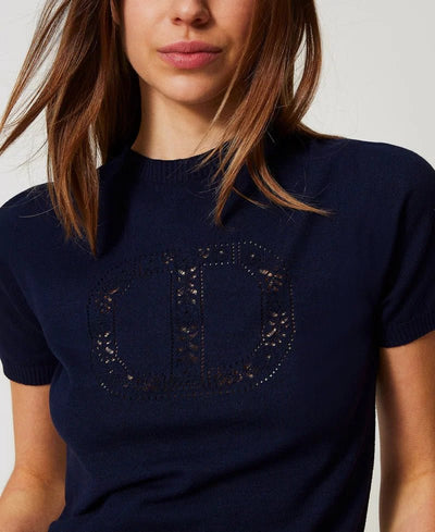 Twinset Maglia lupetto con logo Oval T Maglie e cardigan Donna - Boutique Luisa Trendy