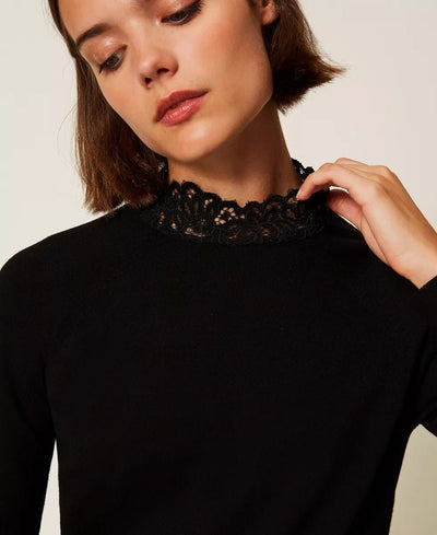 Twinset Maglia lupetto con pizzo Maglie e cardigan Donna - Boutique Luisa Trendy
