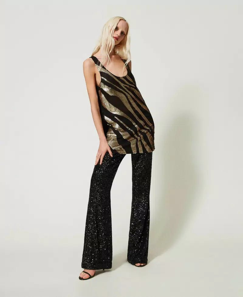 Twinset Maxi canotta con ricamo animalier