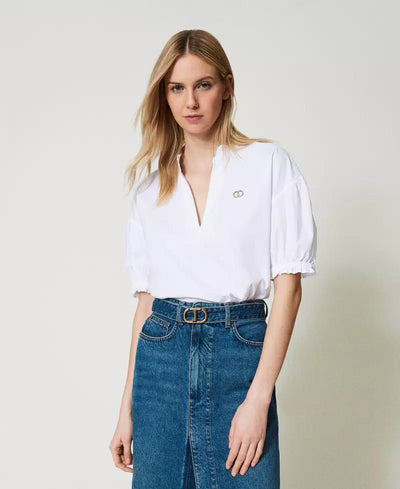Twinset Milano Blusa in popeline con Oval T Bluse e camicie - Boutique Luisa Trendy