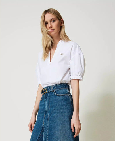 Twinset Milano Blusa in popeline con Oval T Bluse e camicie - Boutique Luisa Trendy
