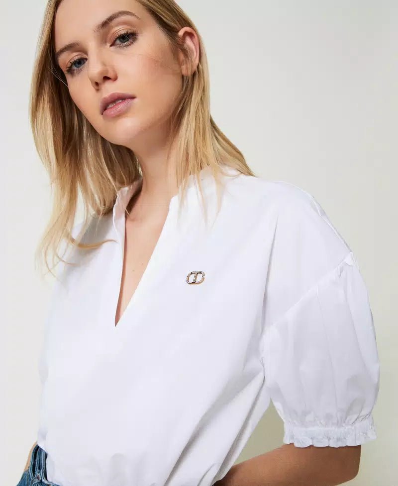 Twinset Milano Blusa in popeline con Oval T Bluse e camicie - Boutique Luisa Trendy