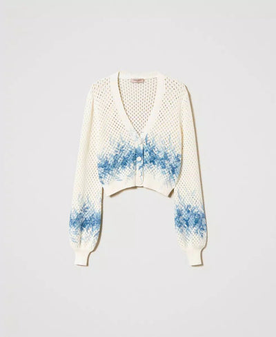 Twinset Milano Cardigan a rete con stampa a fiori Maglie e cardigan Donna - Boutique Luisa Trendy