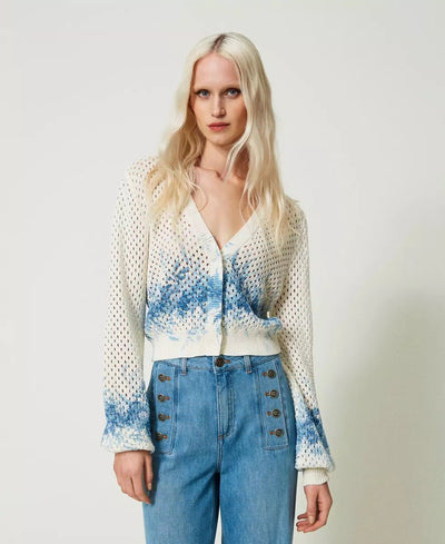 Twinset Milano Cardigan a rete con stampa a fiori Maglie e cardigan Donna - Boutique Luisa Trendy