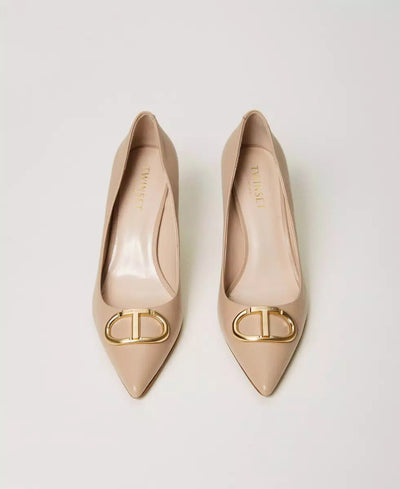 Twinset Milano Décolleté in pelle con Oval T Scarpe - Boutique Luisa Trendy