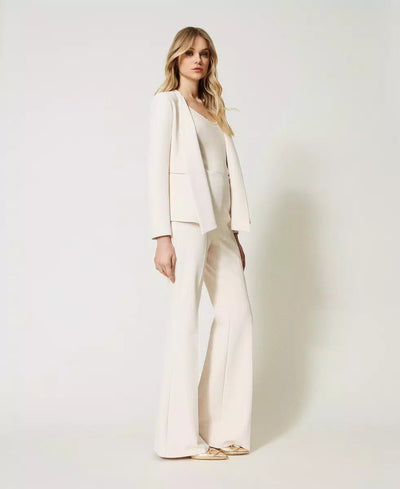 Twinset Milano Pantaloni flare in cady crêpe con pinces Pantalone Donna - Boutique Luisa Trendy
