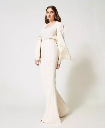 Twinset Milano Pantaloni flare in cady crêpe con pinces Pantalone Donna - Boutique Luisa Trendy