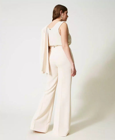 Twinset Milano Pantaloni flare in cady crêpe con pinces Pantalone Donna - Boutique Luisa Trendy