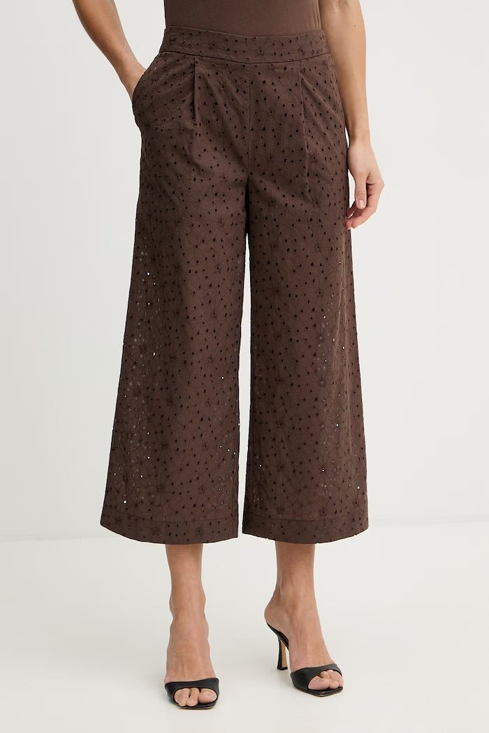 Twinset Pantalone largo cropped in pizzo sangallo Pantalone Donna - Boutique Luisa Trendy