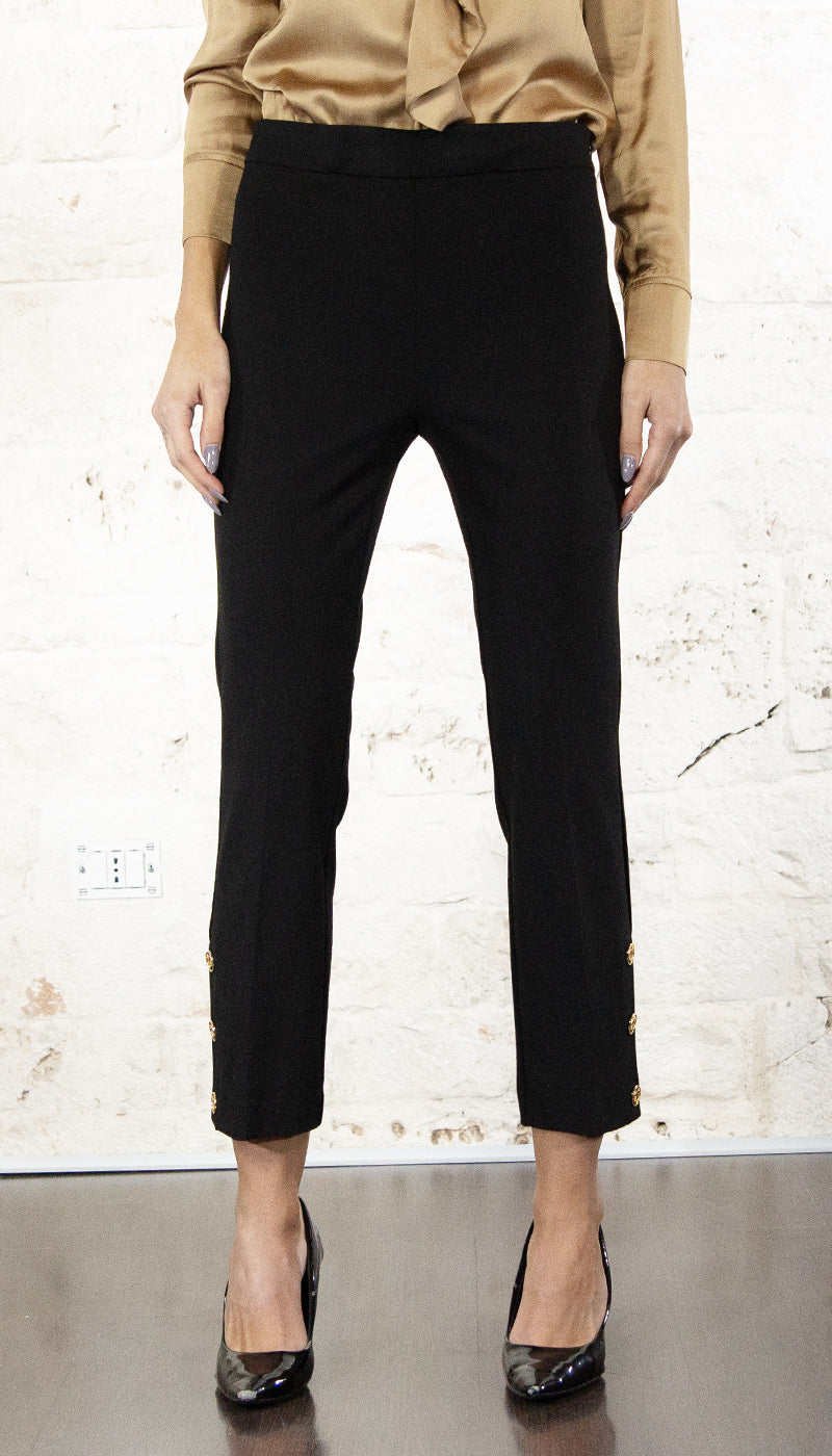 Twinset Milano Pantalone nero cropped con bottoni logati 242TP2247