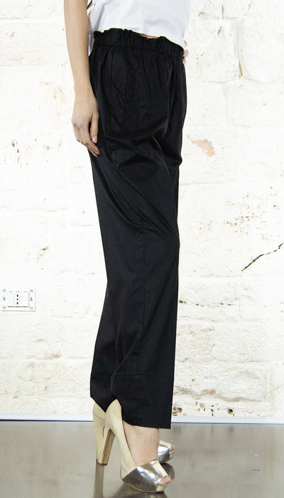 Twinset Pantalone nero in popeline con elastico 251TT202E Pantalone Donna - Boutique Luisa Trendy