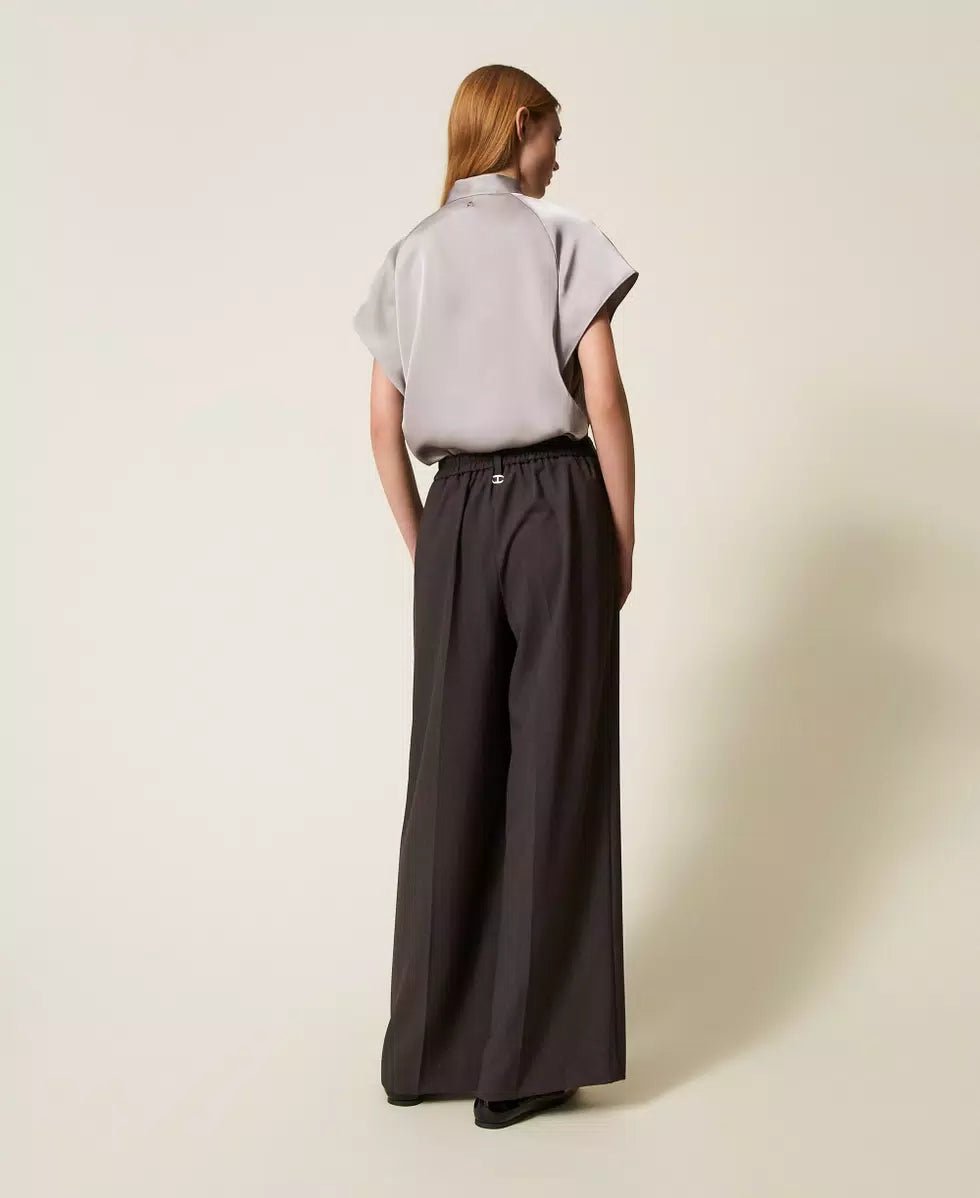 Twinset Pantaloni a palazzo con pieghe Pantalone Donna - Boutique Luisa Trendy