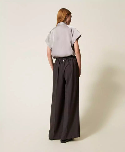 Twinset Pantaloni a palazzo con pieghe Pantalone Donna - Boutique Luisa Trendy