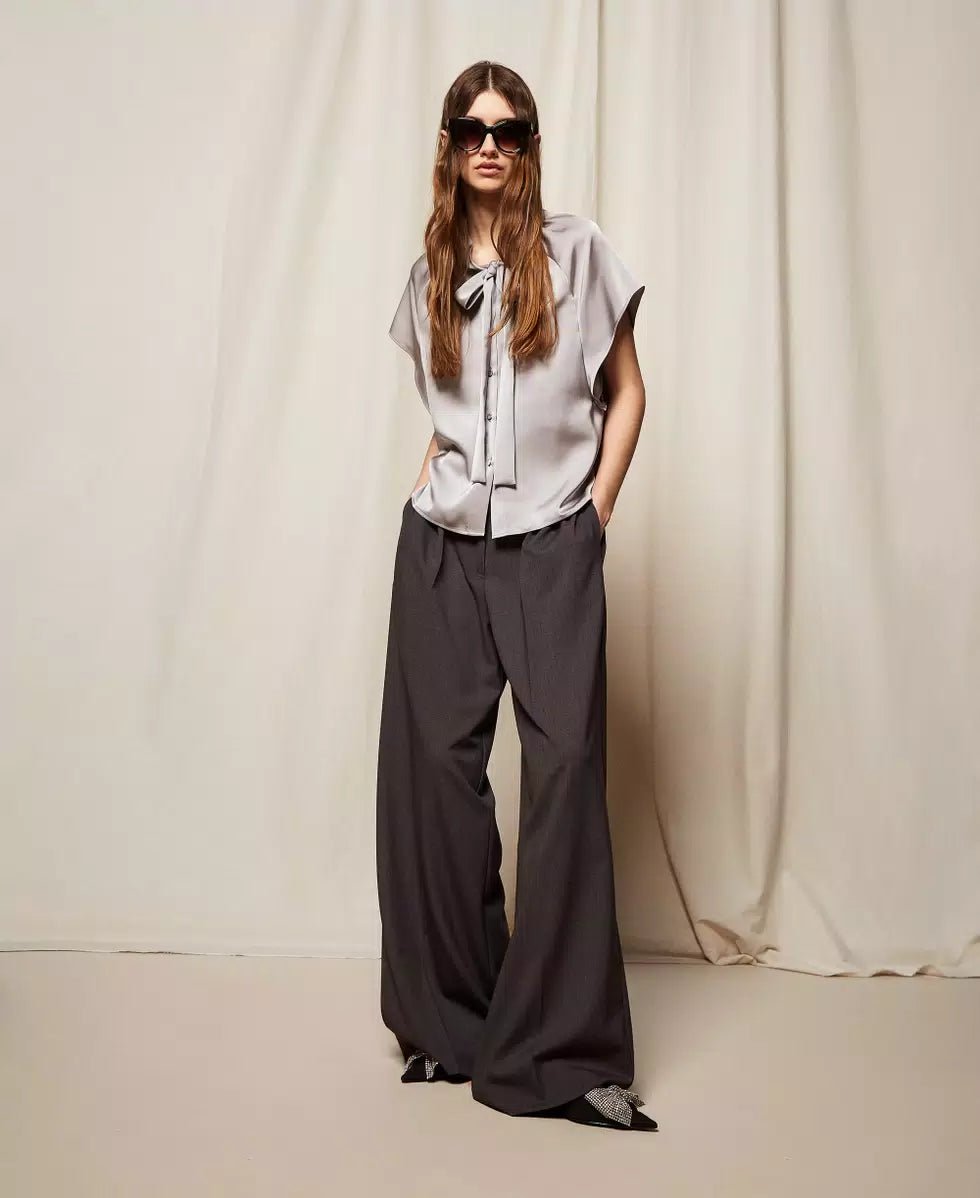 Twinset Pantaloni a palazzo con pieghe Pantalone Donna - Boutique Luisa Trendy