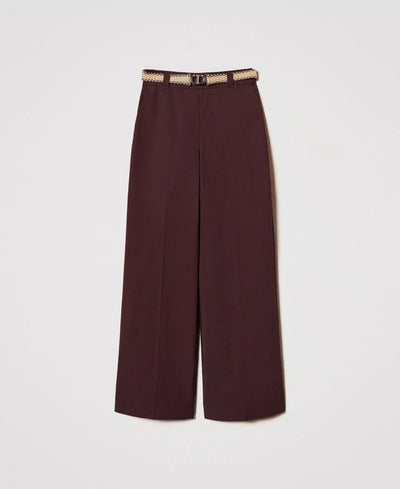 Twinset Pantaloni a palazzo in popeline con cintura Pantalone Donna - Boutique Luisa Trendy