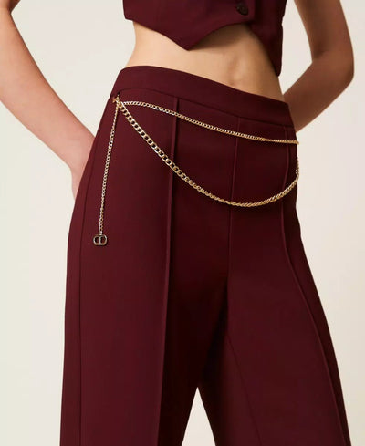 Twinset Pantaloni in crêpe cady con cintura Pantalone Donna - Boutique Luisa Trendy