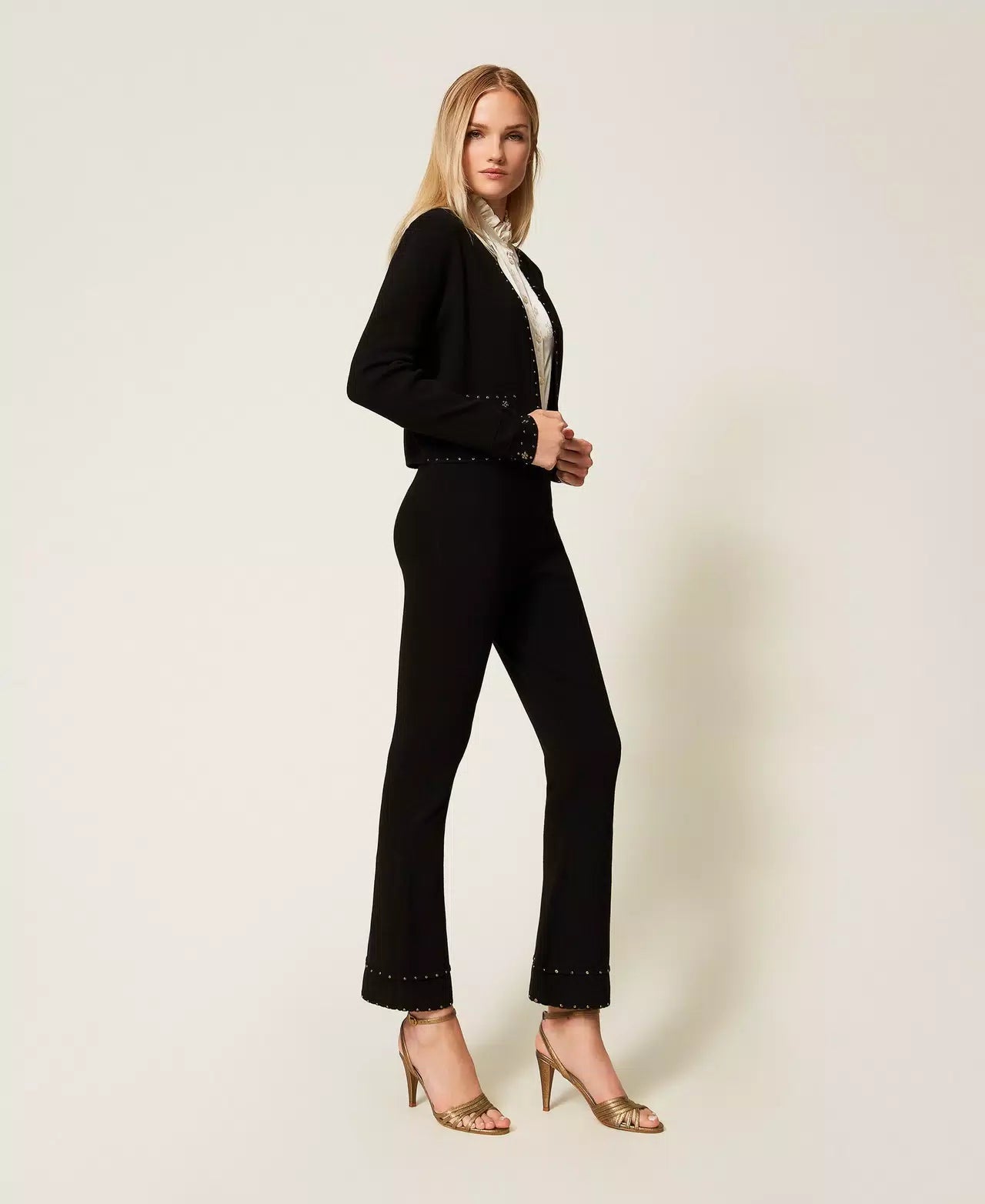 Twinset Pantaloni in maglia con strass Pantalone Donna - Boutique Luisa Trendy