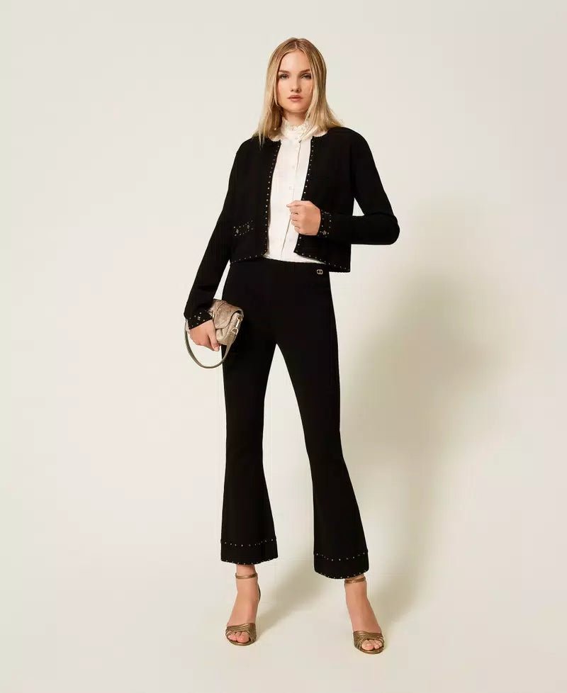 Twinset Pantaloni in maglia con strass Pantalone Donna - Boutique Luisa Trendy