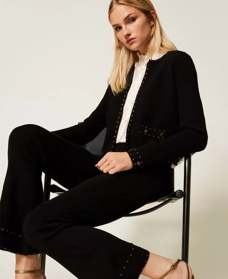 Twinset Pantaloni in maglia con strass Pantalone Donna - Boutique Luisa Trendy