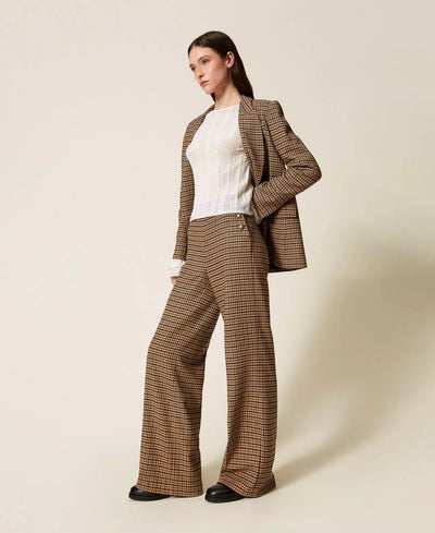 Twinset Pantaloni in misto lana check Pantalone Donna - Boutique Luisa Trendy