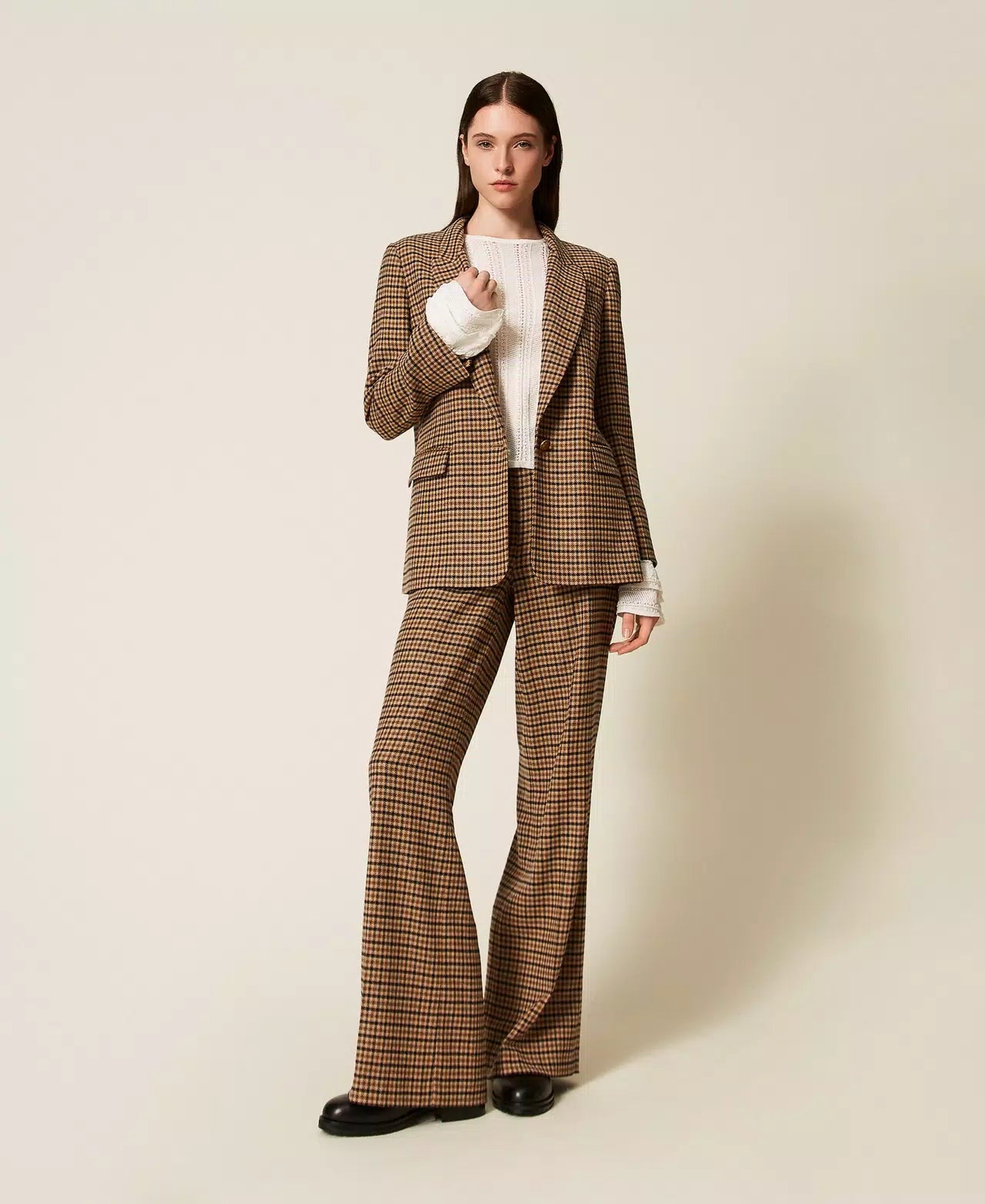 Twinset Pantaloni in misto lana check Pantalone Donna - Boutique Luisa Trendy