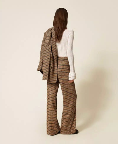 Twinset Pantaloni in misto lana check Pantalone Donna - Boutique Luisa Trendy