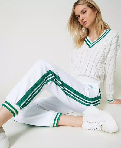 Twinset Pantaloni joggers in felpa con righe Pantalone Donna - Boutique Luisa Trendy