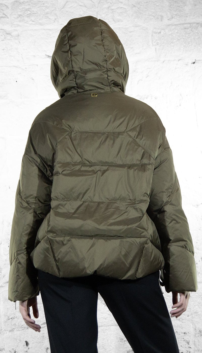 Twinset Piumino verde con cappuccio a scatola Capispalla Donna - Boutique Luisa Trendy