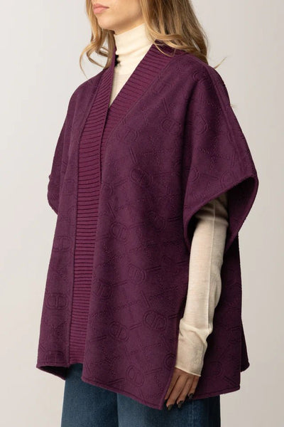 Twinset Poncho in panno con Oval T 252TO5420 Maglie e cardigan Donna - Boutique Luisa Trendy